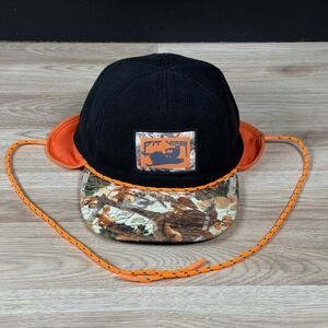 Pit Viper Hat Cap Strapback Black Orange Speed Fleece Camo Hunting Ear Flaps